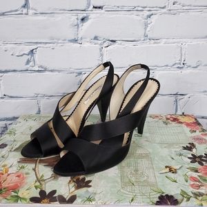 Oscar de la Renta Black Satin Heels